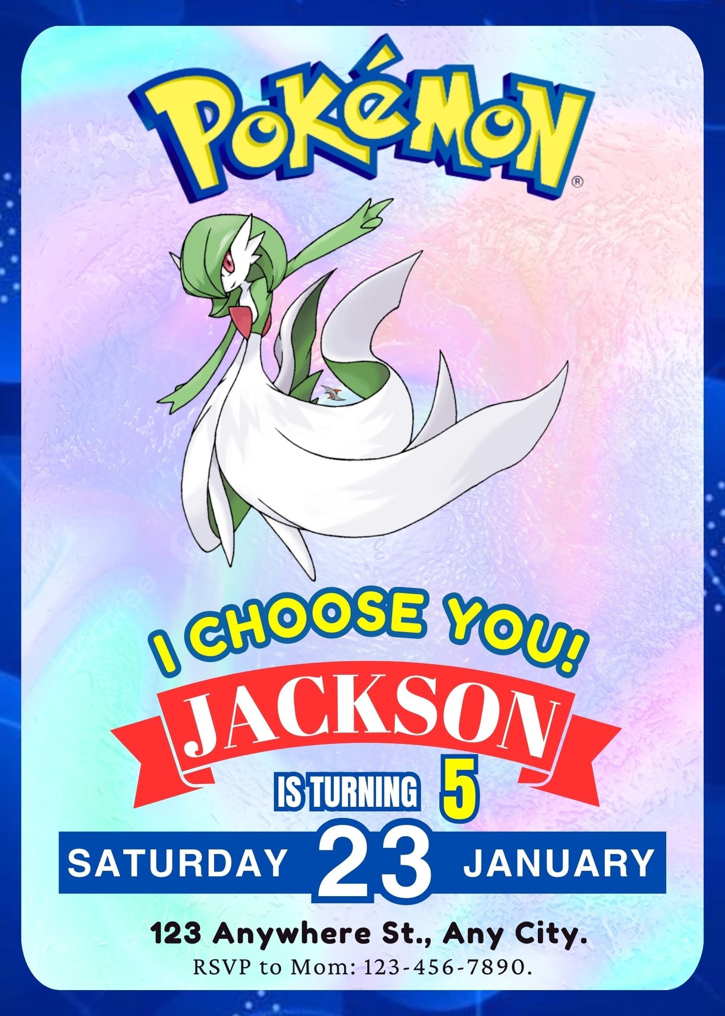 Gardevoir Invitation Template | Pokemon Birthday Invite - CreativeRino