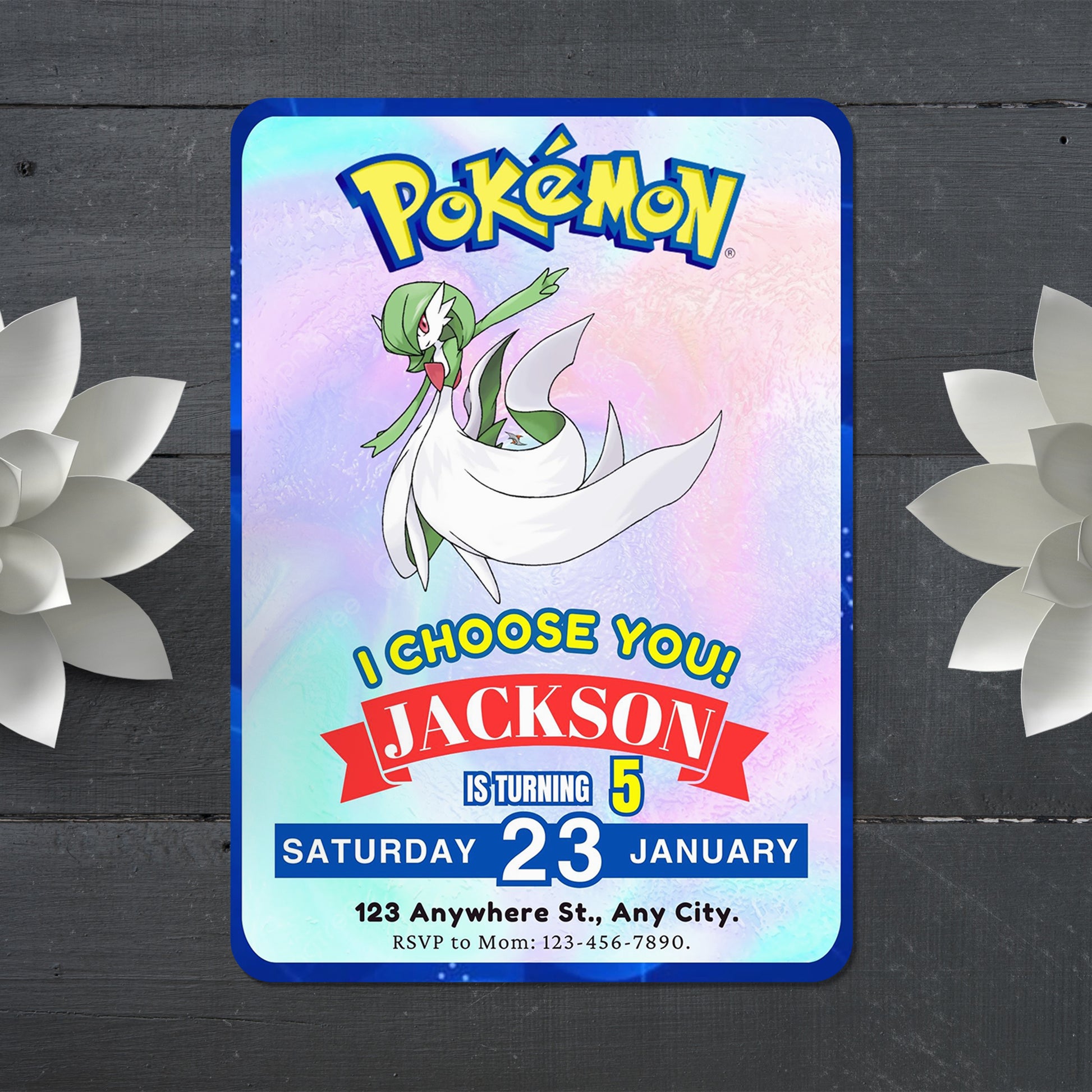 Gardevoir Invitation Template | Pokemon Birthday Invite - CreativeRino