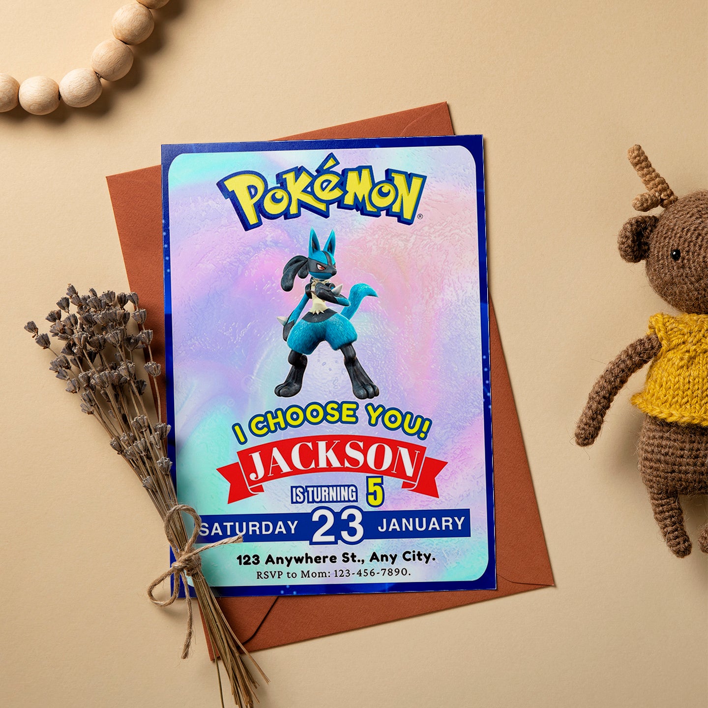 Lucario Invitation Template | Pokemon Birthday Invite - CreativeRino
