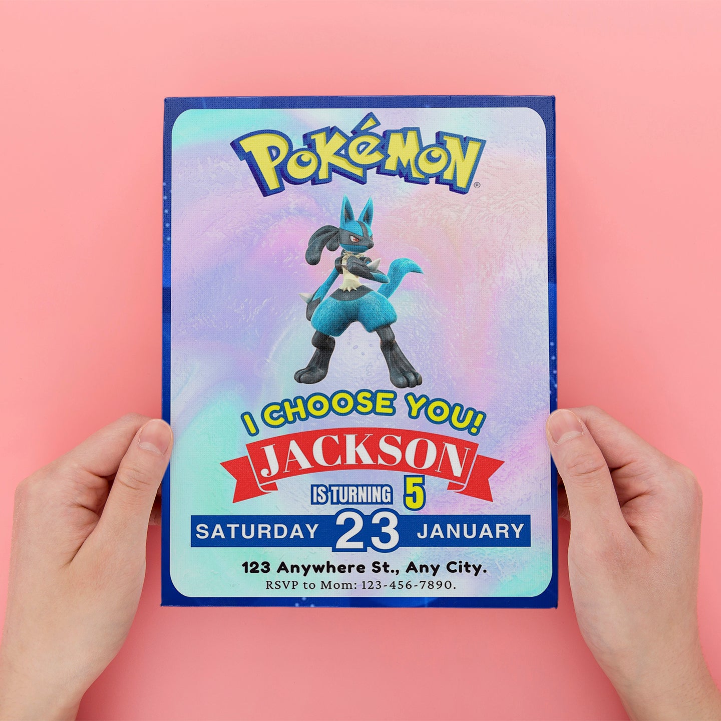 Lucario Invitation Template | Pokemon Birthday Invite - CreativeRino