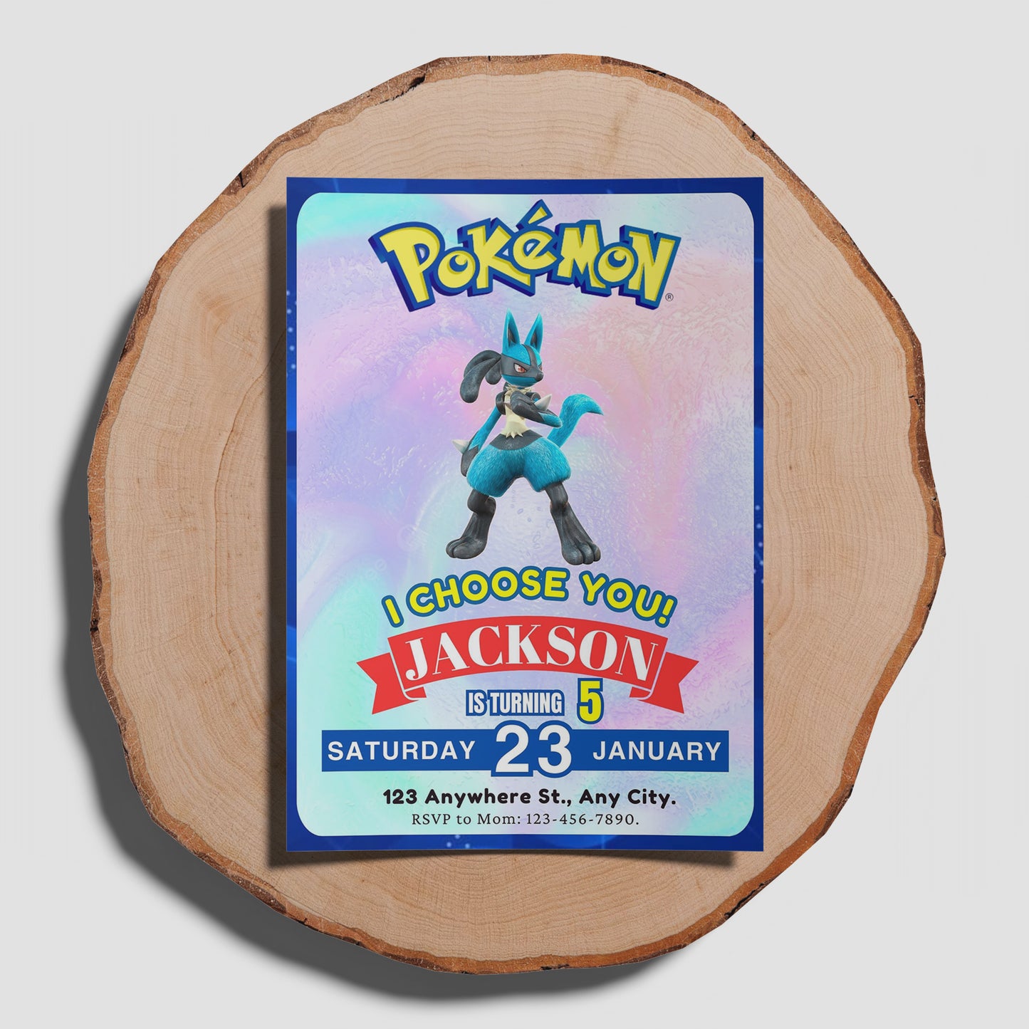 Lucario Invitation Template | Pokemon Birthday Invite - CreativeRino