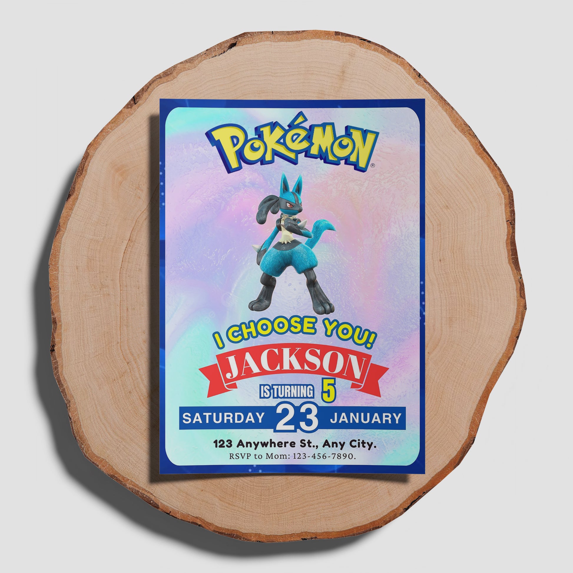 Lucario Invitation Template | Pokemon Birthday Invite - CreativeRino