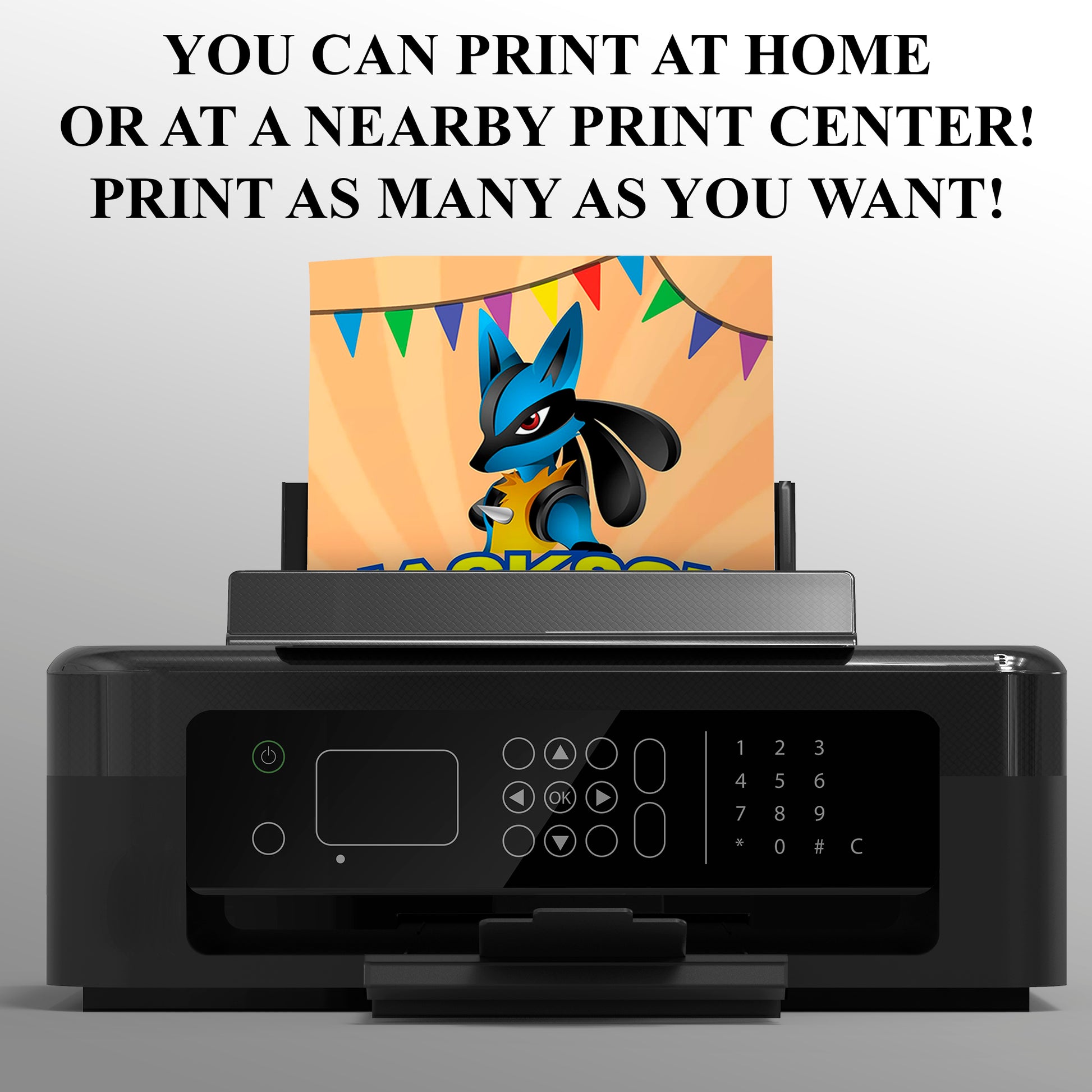 Lucario Pokemon Birthday Party Invitation Template - CreativeRino