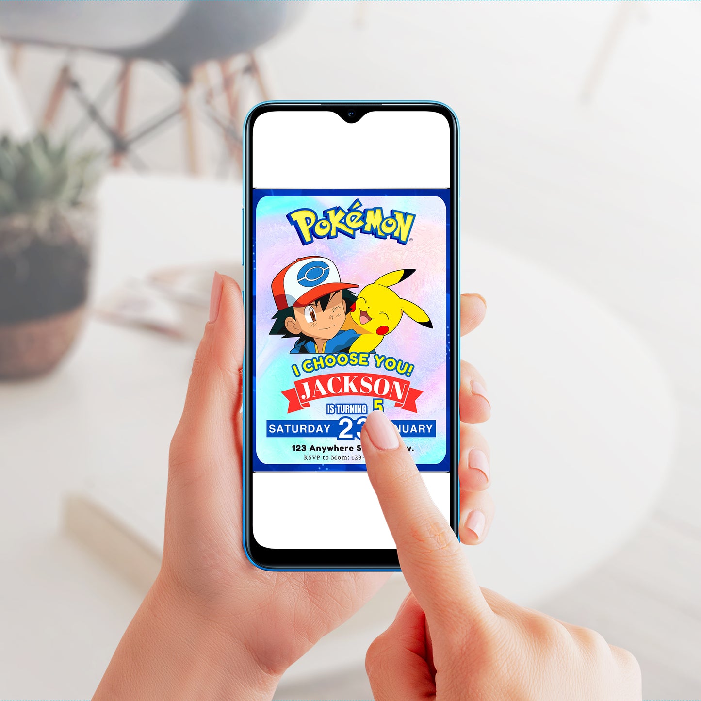 Ash Ketchum Pokemon Invitation Template | Pikachu Birthday Invite - CreativeRino