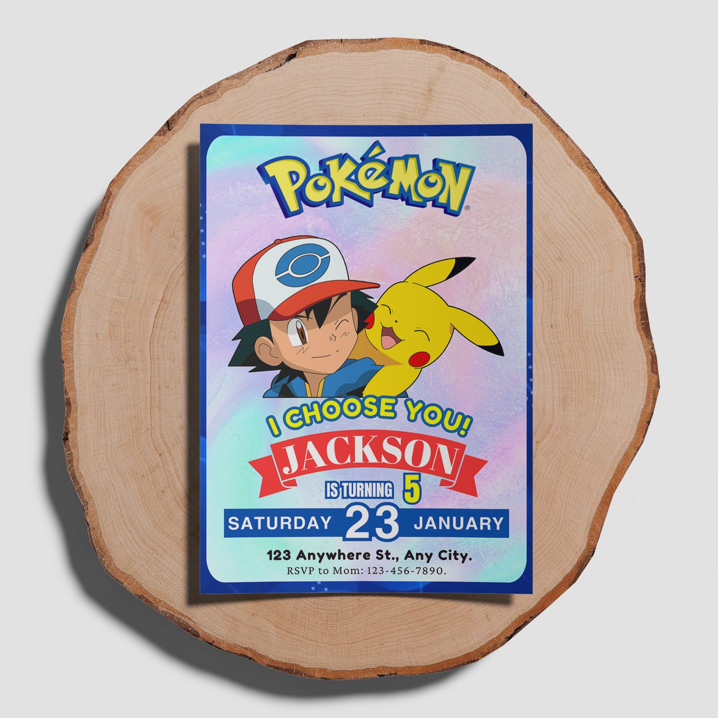 Ash Ketchum Pokemon Invitation Template | Pikachu Birthday Invite - CreativeRino
