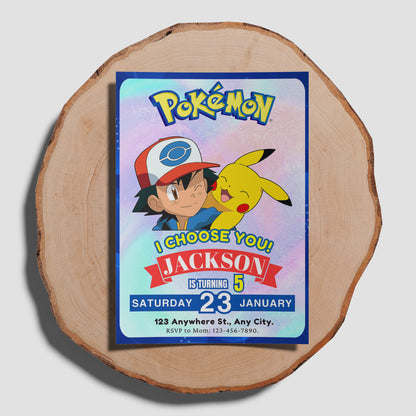 Ash Ketchum Pokemon Invitation Template | Pikachu Birthday Invite - CreativeRino