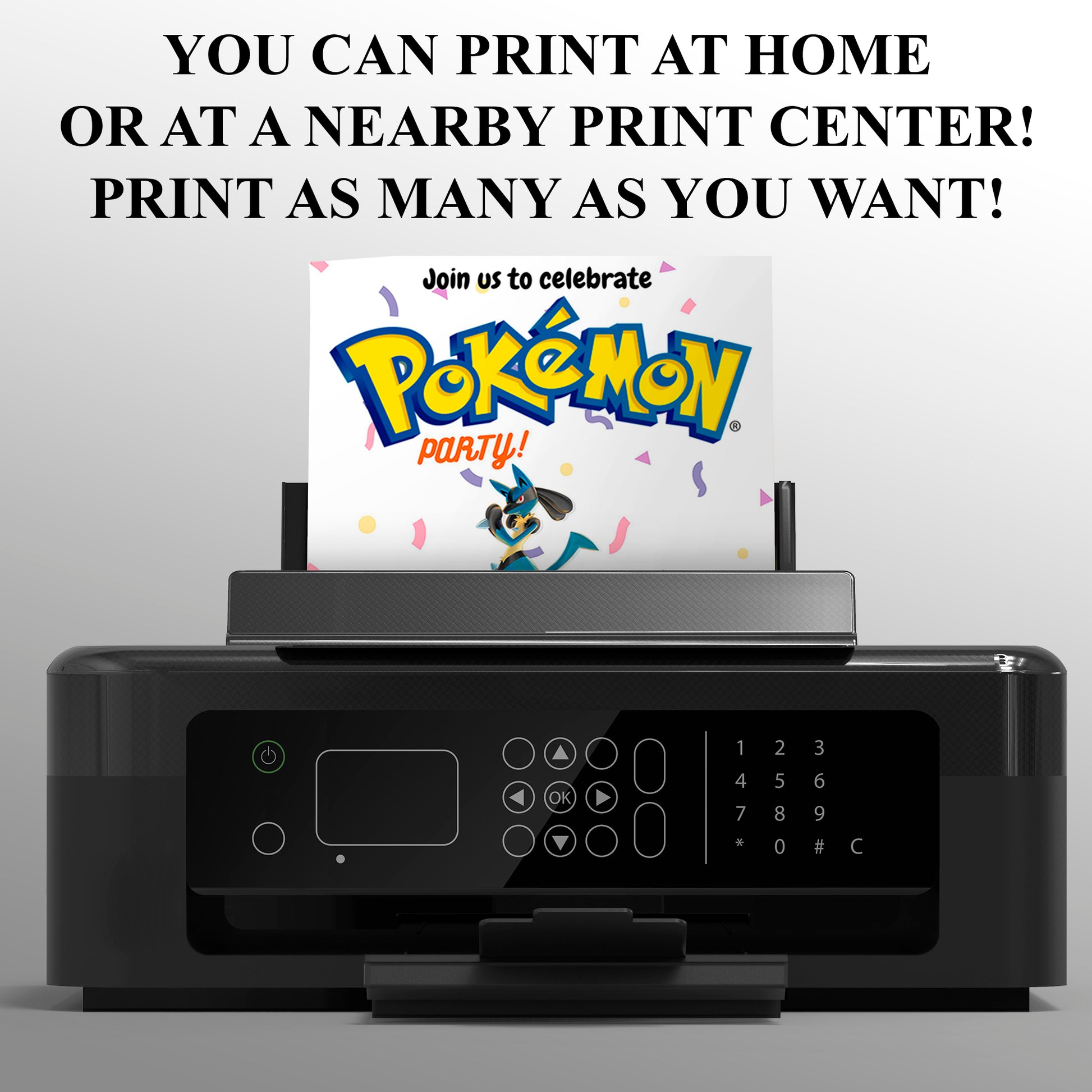 Lucario Birthday Invitation Template | Pokemon Invite - CreativeRino