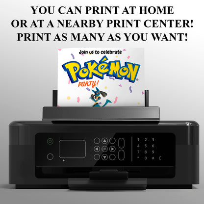 Lucario Birthday Invitation Template | Pokemon Invite - CreativeRino