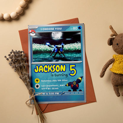 Umbreon Invitation Template | Pokemon Card Birthday Invite - CreativeRino