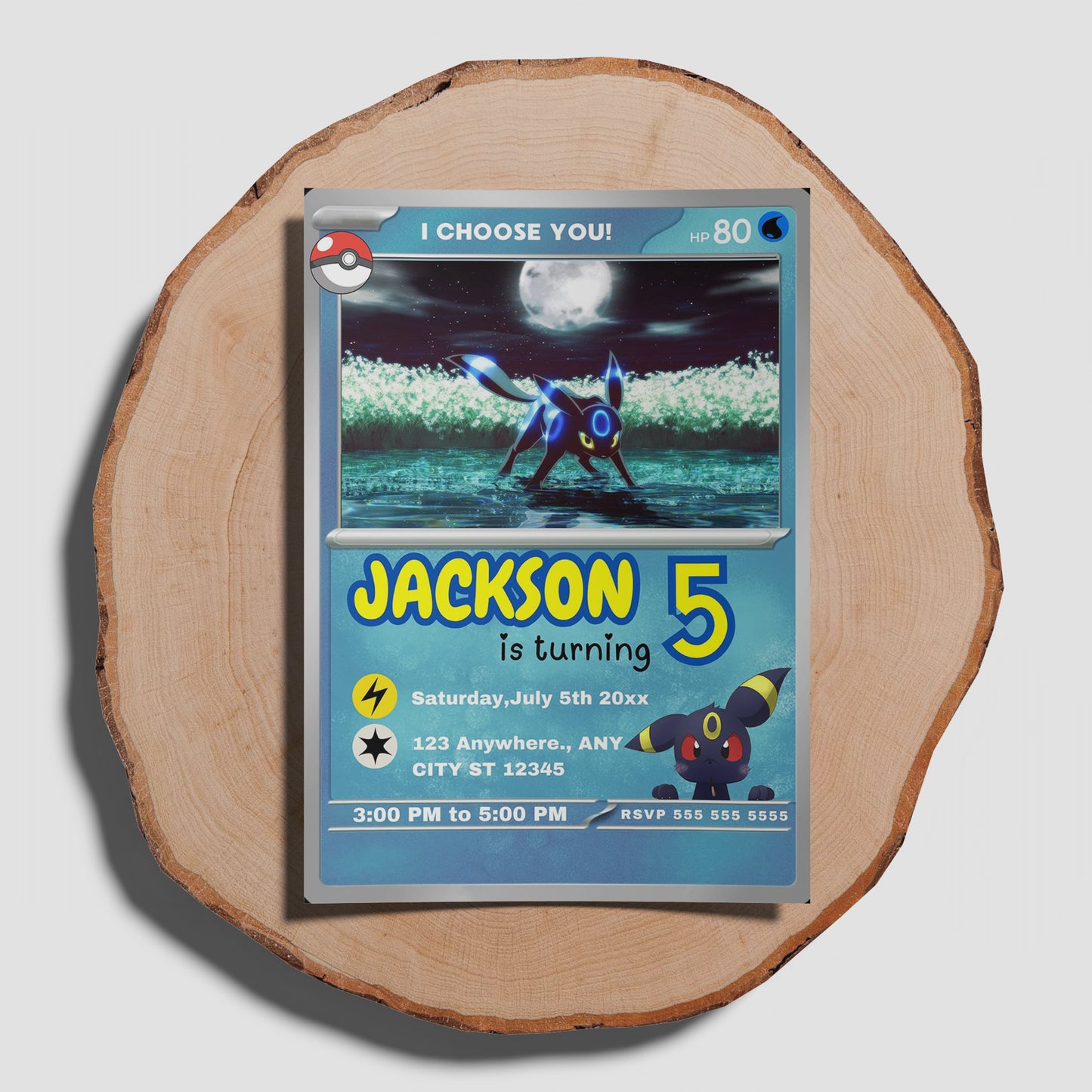 Umbreon Invitation Template | Pokemon Card Birthday Invite - CreativeRino