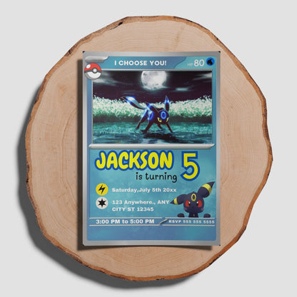 Umbreon Invitation Template | Pokemon Card Birthday Invite - CreativeRino