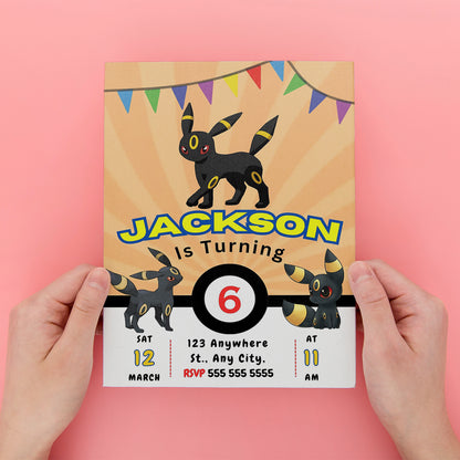 Umbreon Pokemon Birthday Party Invitation Template - CreativeRino
