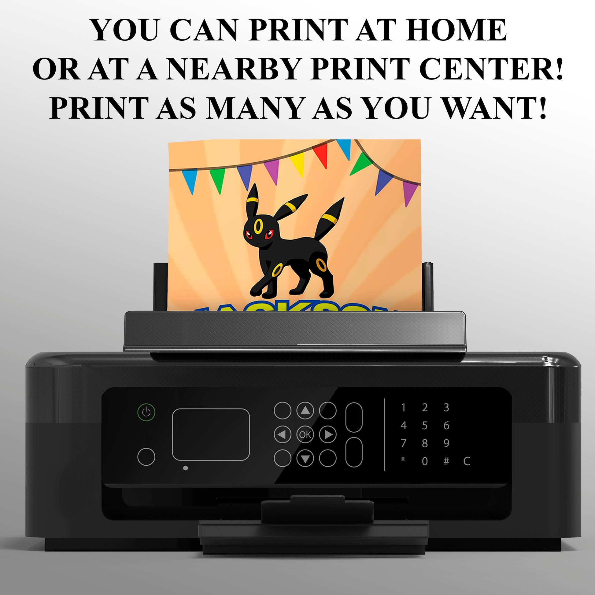 Umbreon Pokemon Birthday Party Invitation Template - CreativeRino