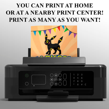 Umbreon Pokemon Birthday Party Invitation Template - CreativeRino