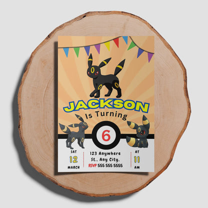 Umbreon Pokemon Birthday Party Invitation Template - CreativeRino