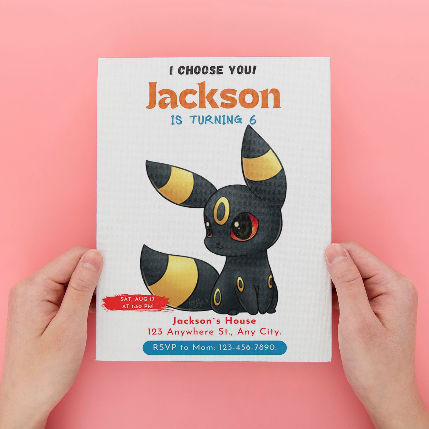 Umbreon Birthday Party Invitation Template | Pokemon Invite - CreativeRino