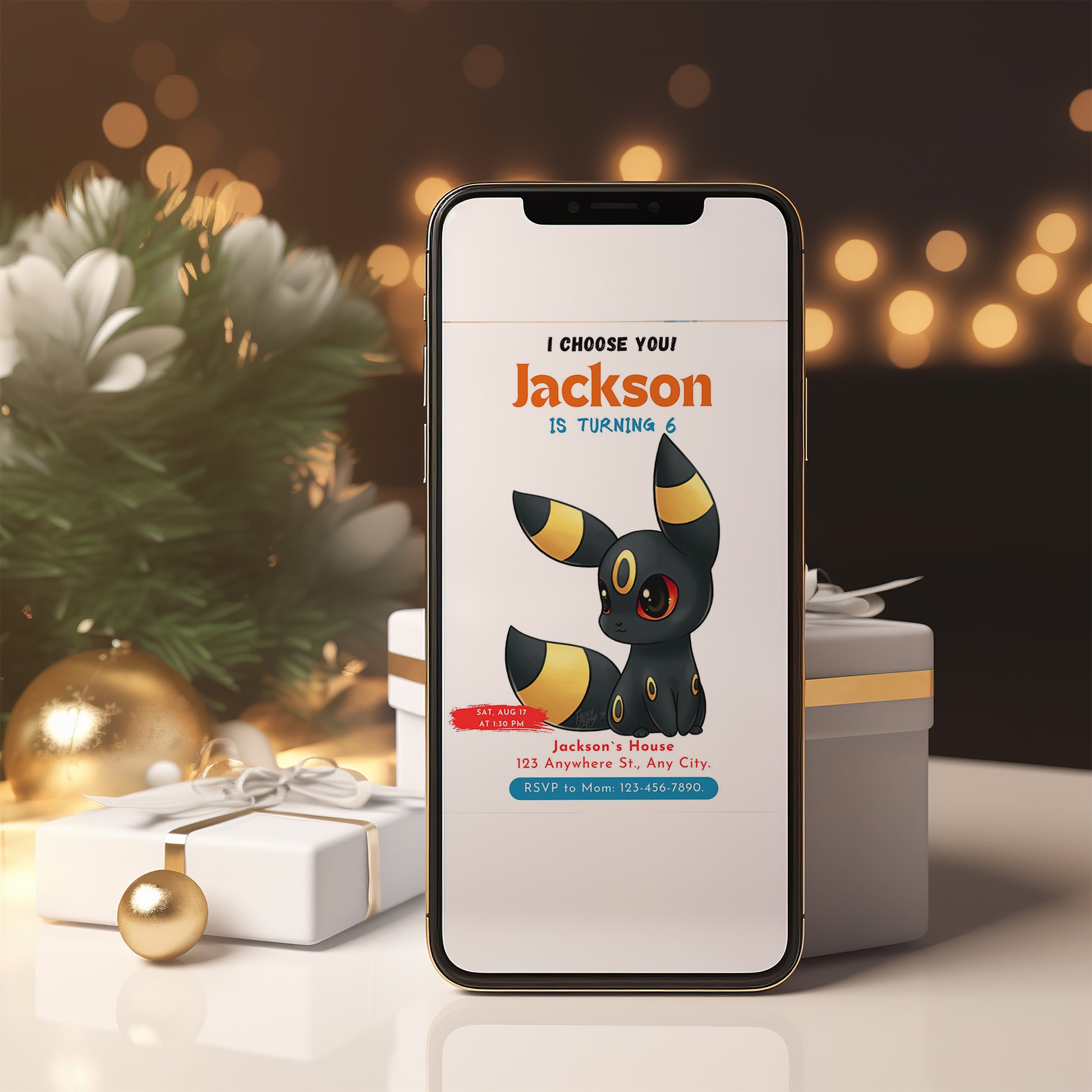 Umbreon Birthday Party Invitation Template | Pokemon Invite - CreativeRino