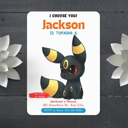 Umbreon Birthday Party Invitation Template | Pokemon Invite - CreativeRino