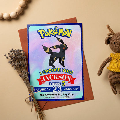Umbreon Invitation Template | Pokemon Birthday Invite - CreativeRino