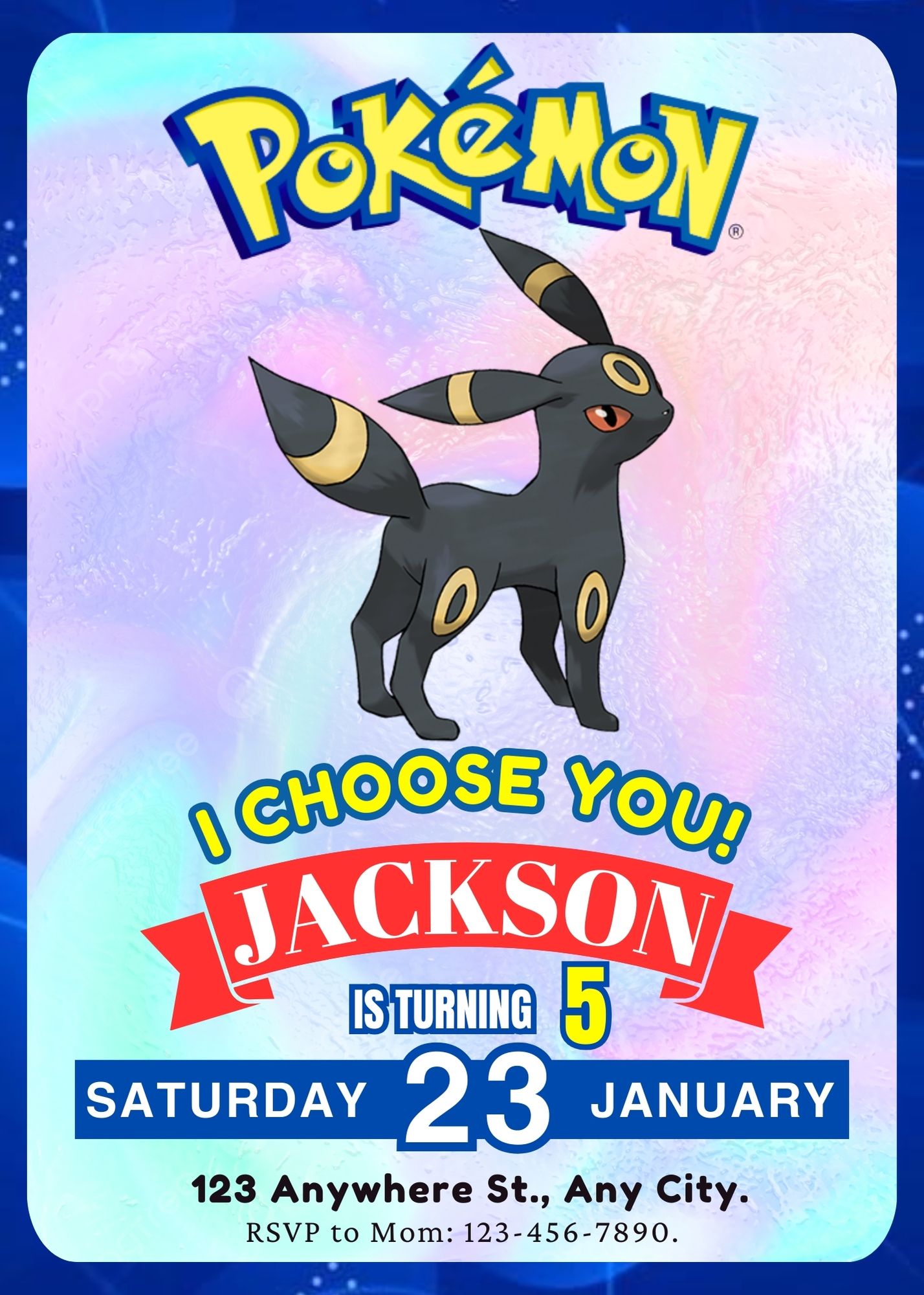 Umbreon Invitation Template | Pokemon Birthday Invite - CreativeRino