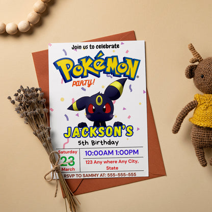 Umbreon Birthday Invitation Template | Pokemon Invite - CreativeRino