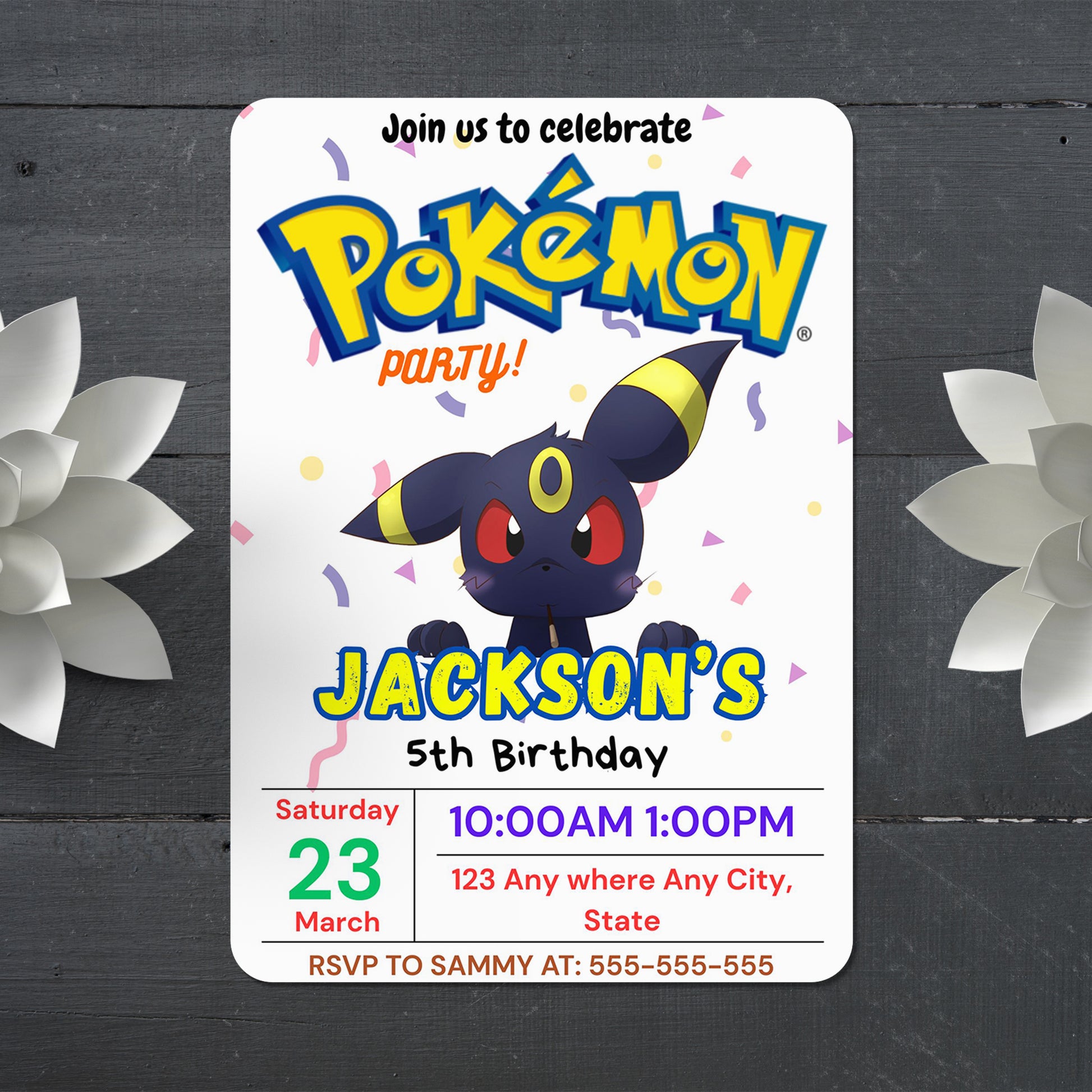 Umbreon Birthday Invitation Template | Pokemon Invite - CreativeRino