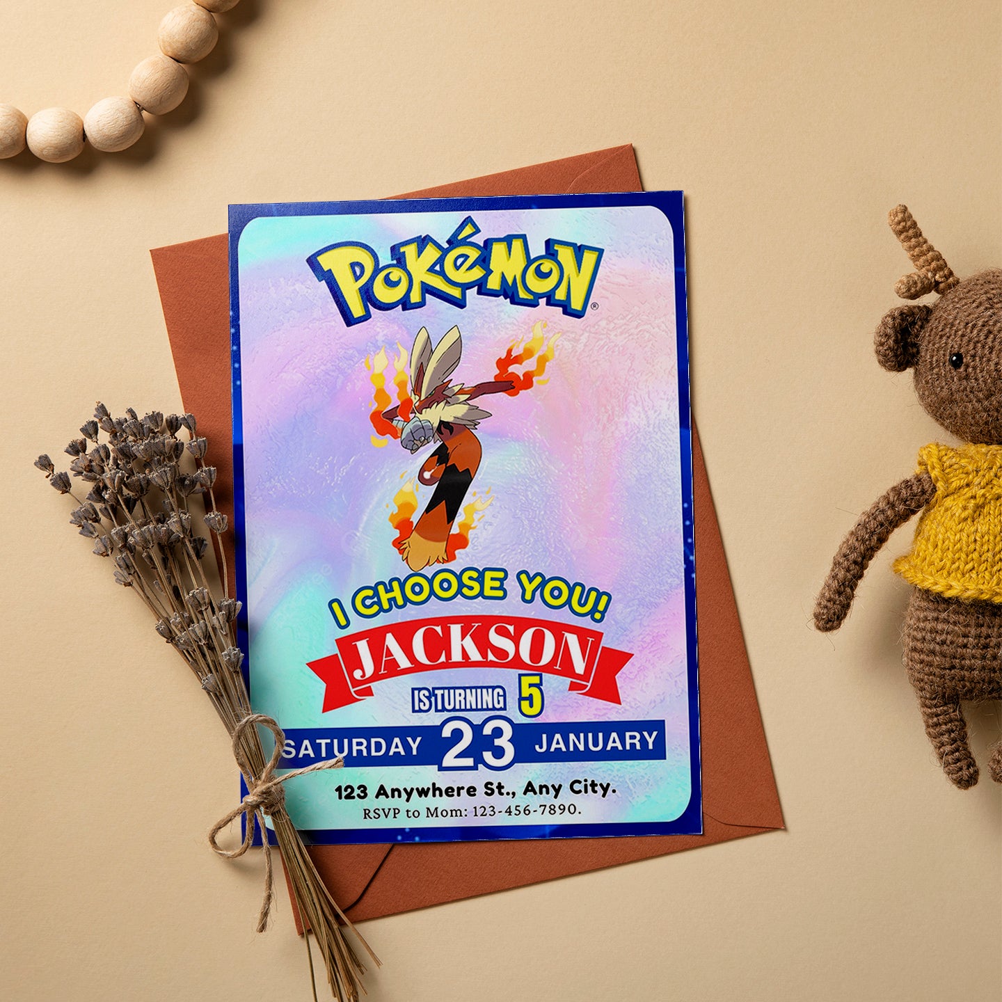 Blaziken Invitation Template | Pokemon Birthday Invite - CreativeRino