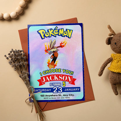 Blaziken Invitation Template | Pokemon Birthday Invite - CreativeRino