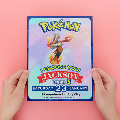 Blaziken Invitation Template | Pokemon Birthday Invite - CreativeRino
