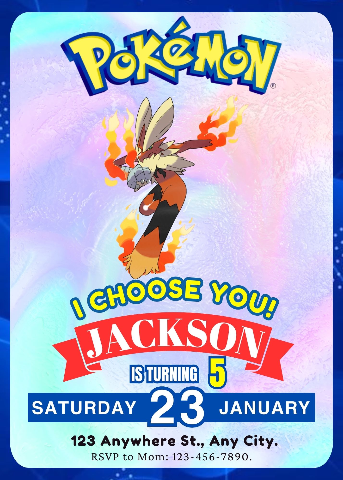 Blaziken Invitation Template | Pokemon Birthday Invite - CreativeRino