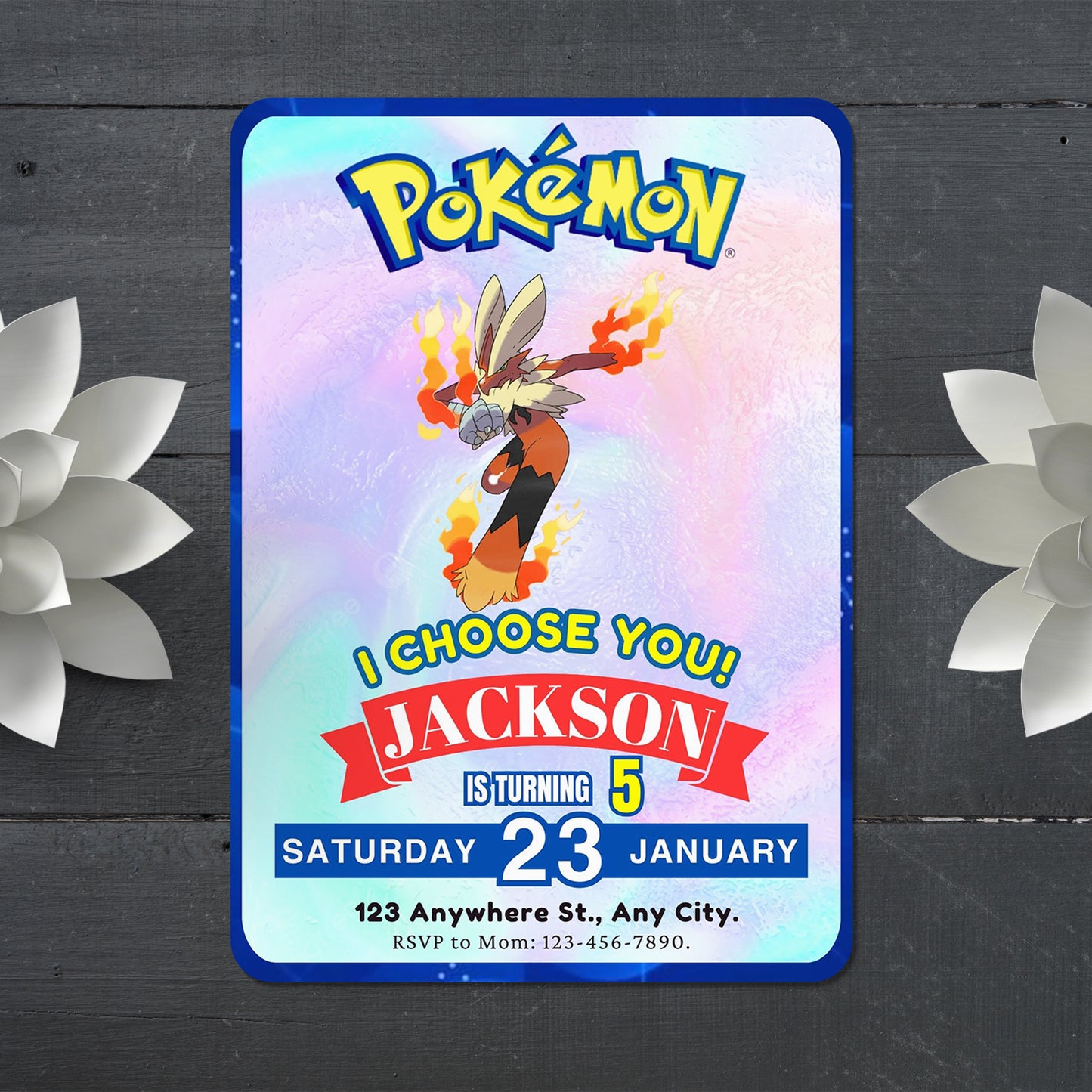 Blaziken Invitation Template | Pokemon Birthday Invite - CreativeRino