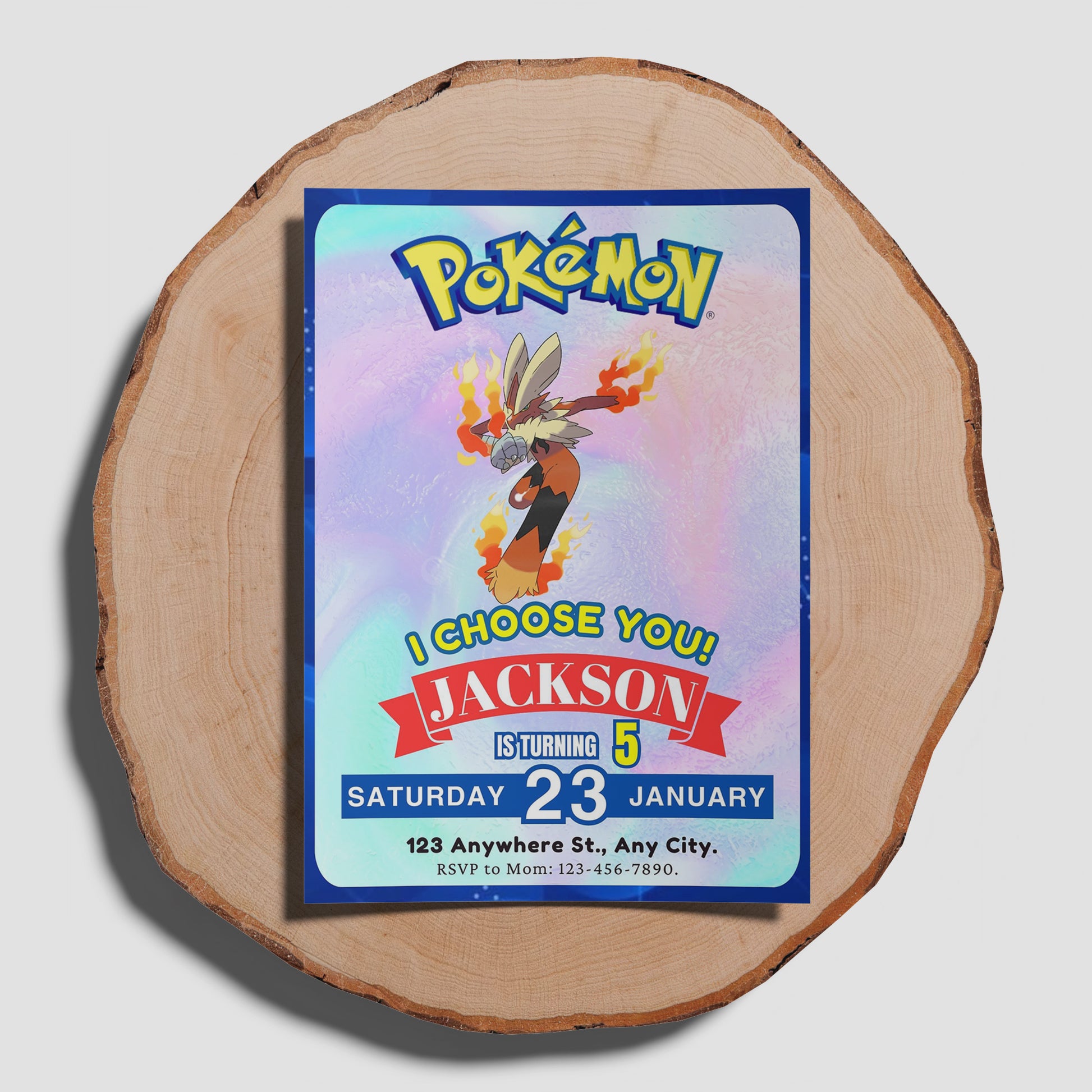 Blaziken Invitation Template | Pokemon Birthday Invite - CreativeRino