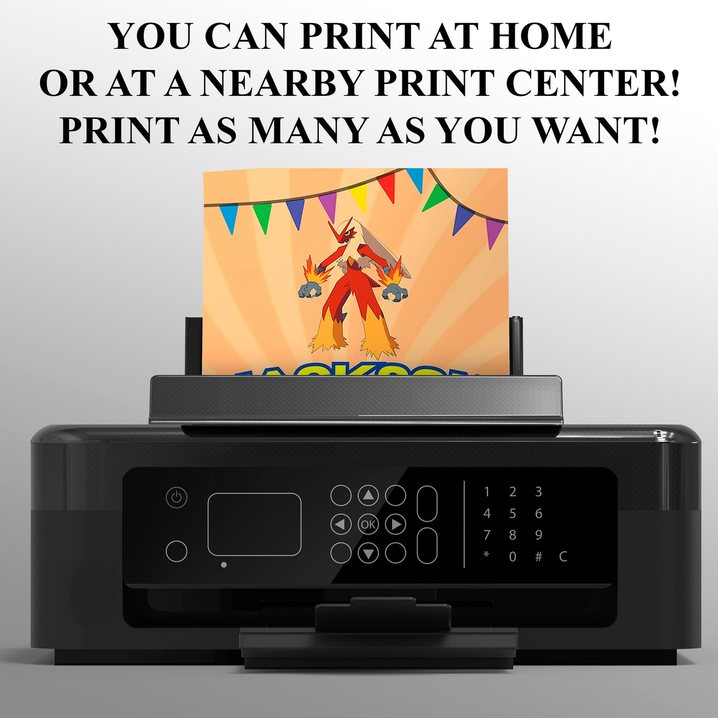 Blaziken Pokemon Birthday Party Invitation Template - CreativeRino