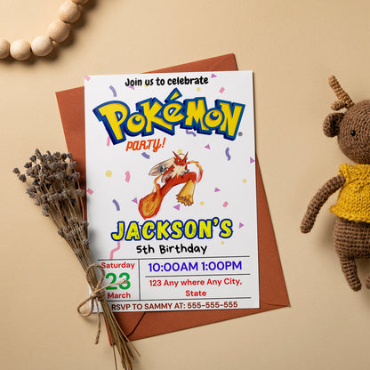 Blaziken Birthday Invitation Template | Pokemon Invite - CreativeRino