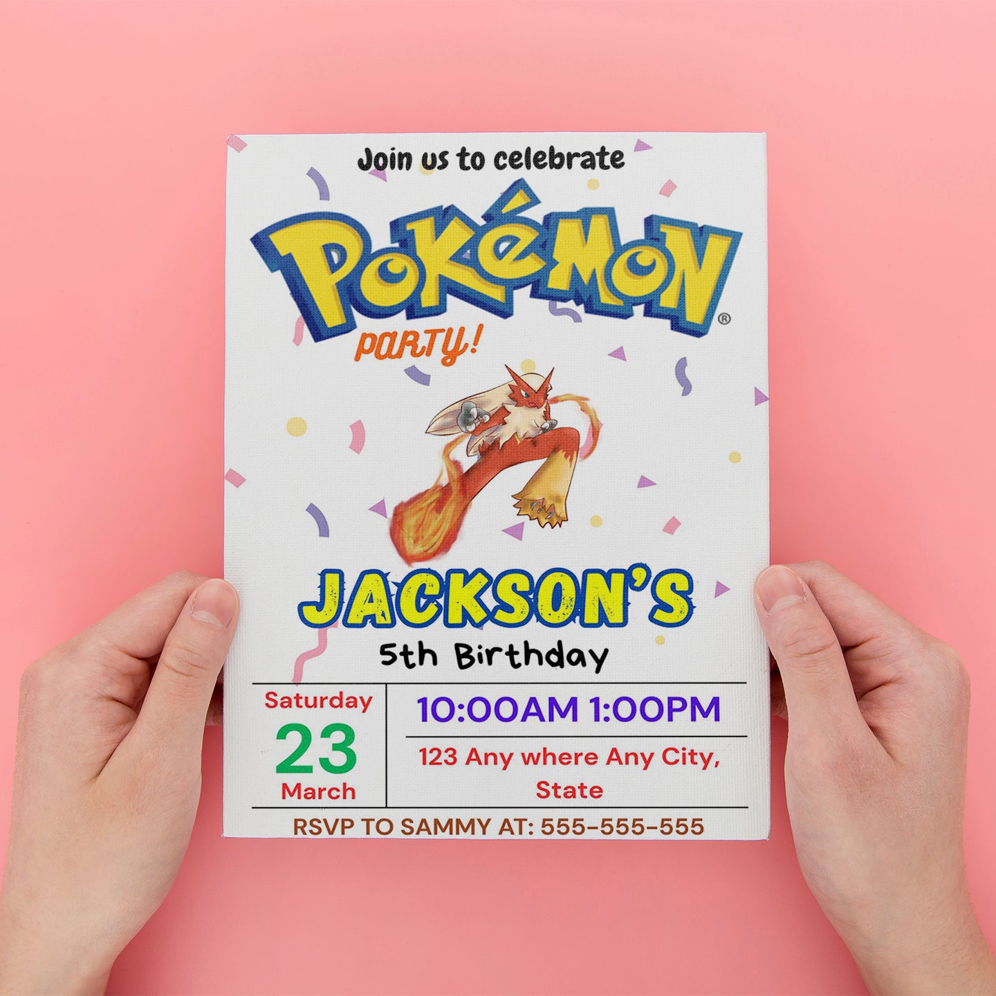 Blaziken Birthday Invitation Template | Pokemon Invite - CreativeRino