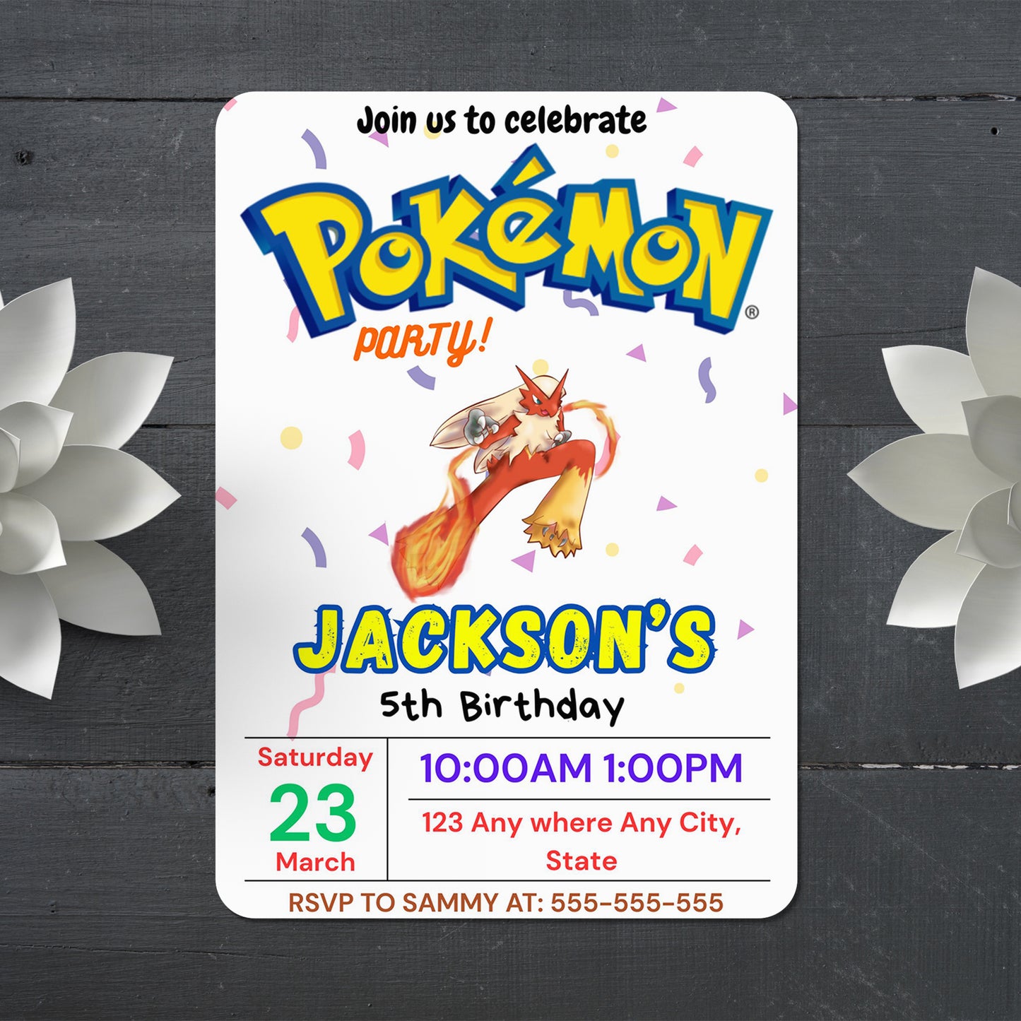 Blaziken Birthday Invitation Template | Pokemon Invite - CreativeRino