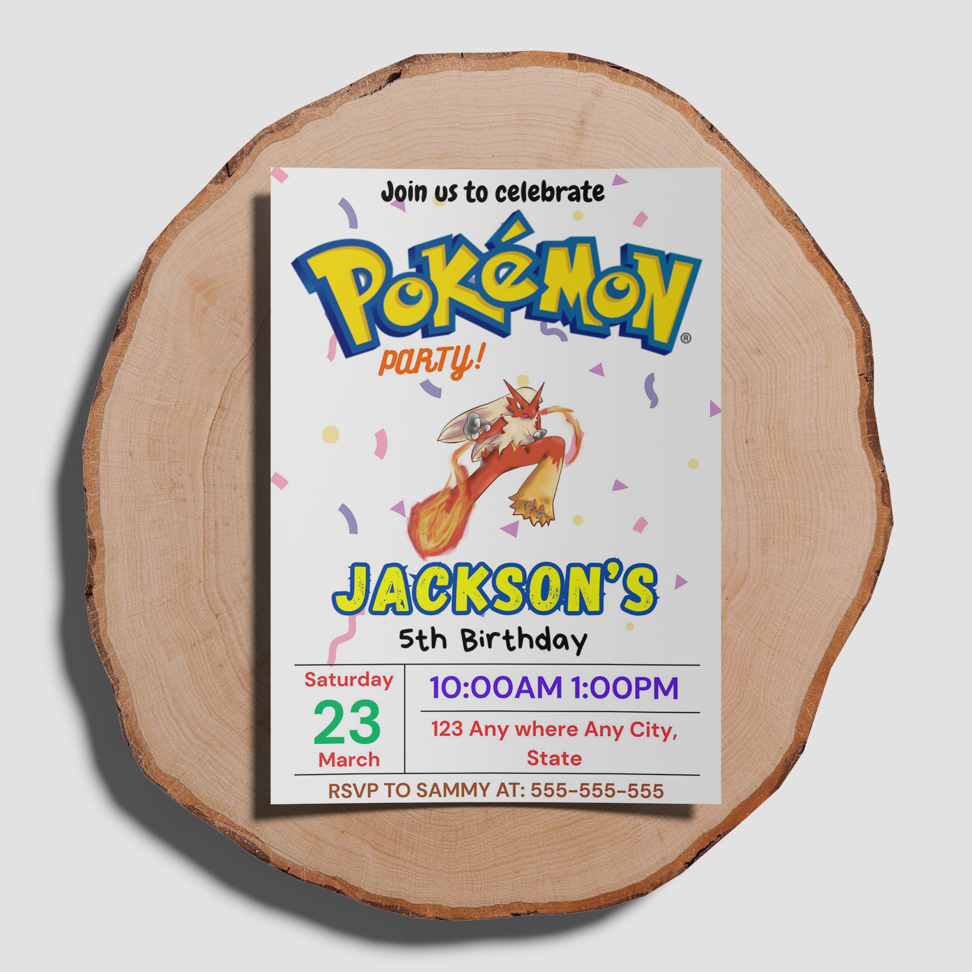Blaziken Birthday Invitation Template | Pokemon Invite - CreativeRino