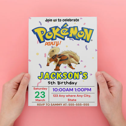 Arcanine Birthday Invitation Template | Pokemon Invite - CreativeRino