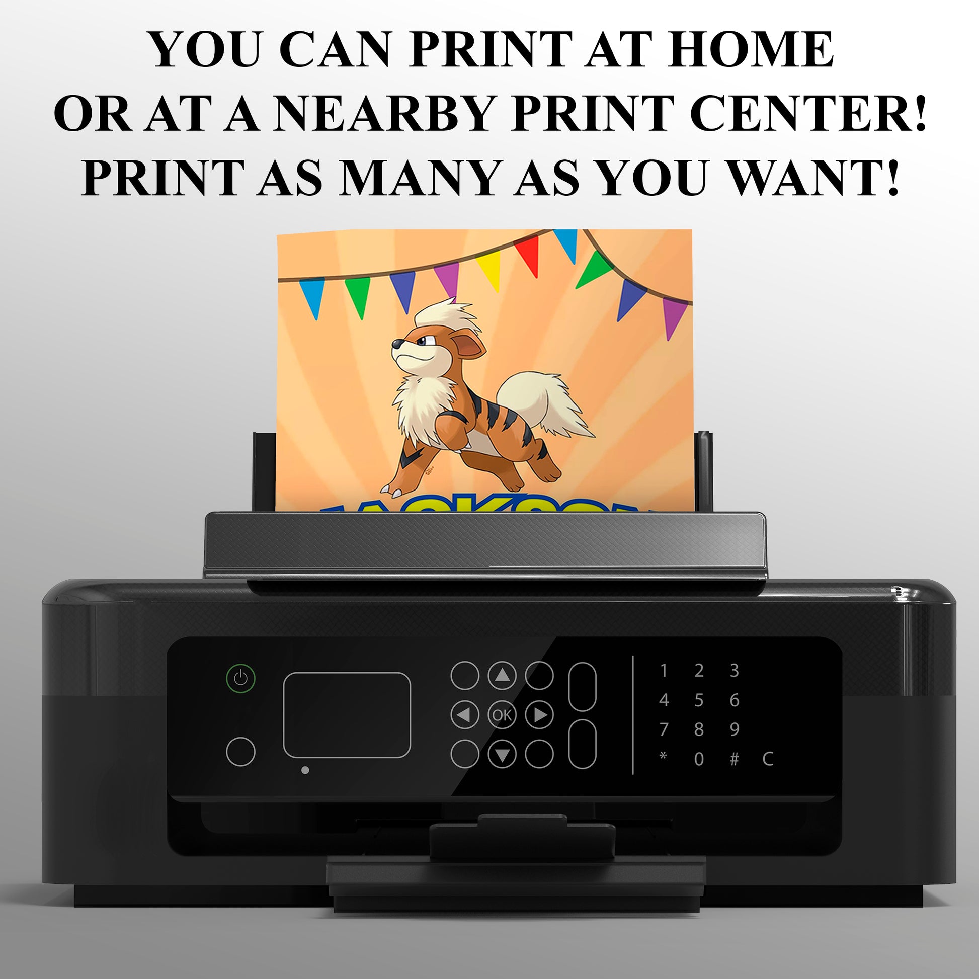 Arcanine Pokemon Birthday Party Invitation Template - CreativeRino