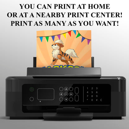 Arcanine Pokemon Birthday Party Invitation Template - CreativeRino