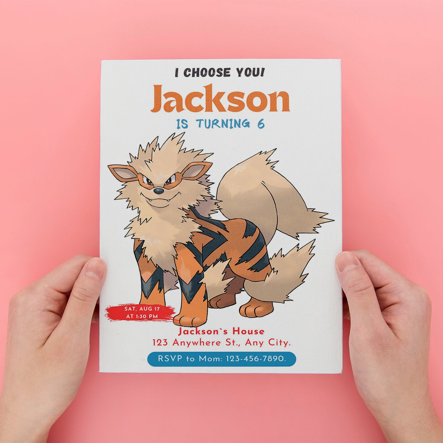 Arcanine Birthday Party Invitation Template | Pokemon Invite - CreativeRino