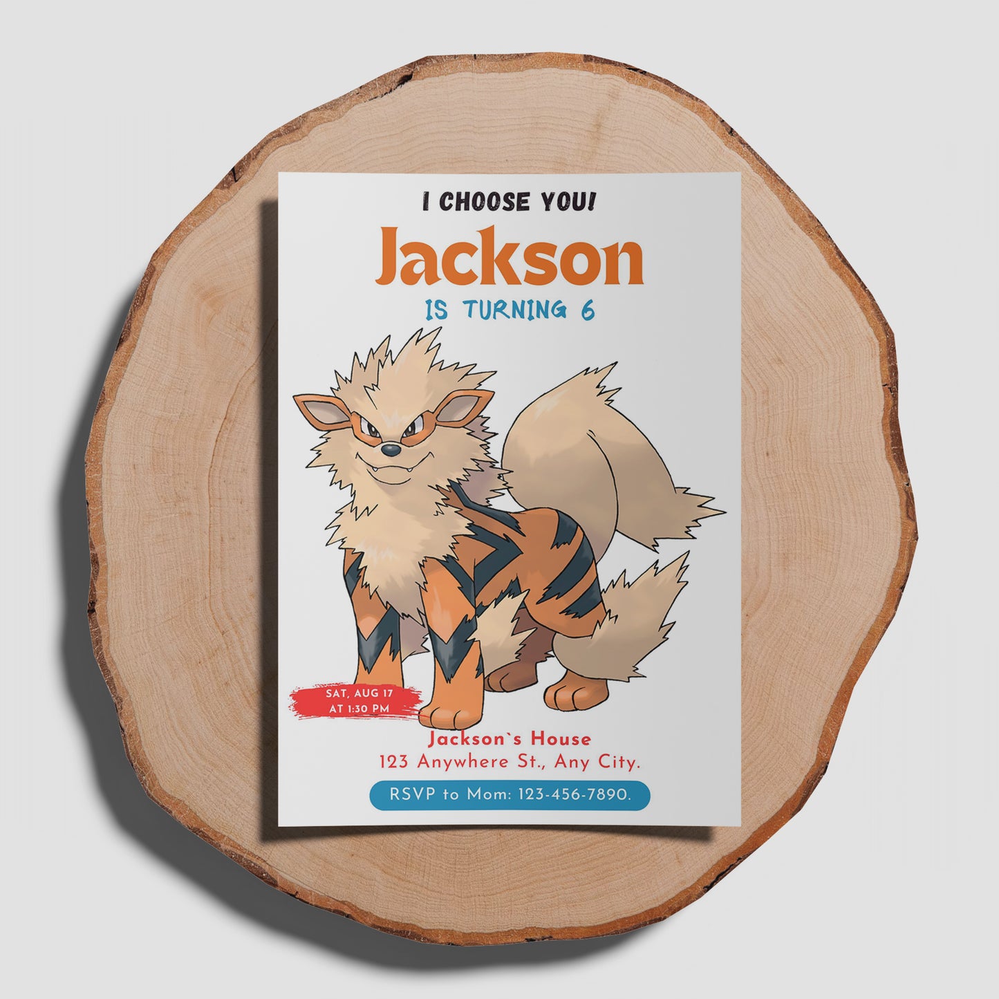 Arcanine Birthday Party Invitation Template | Pokemon Invite - CreativeRino