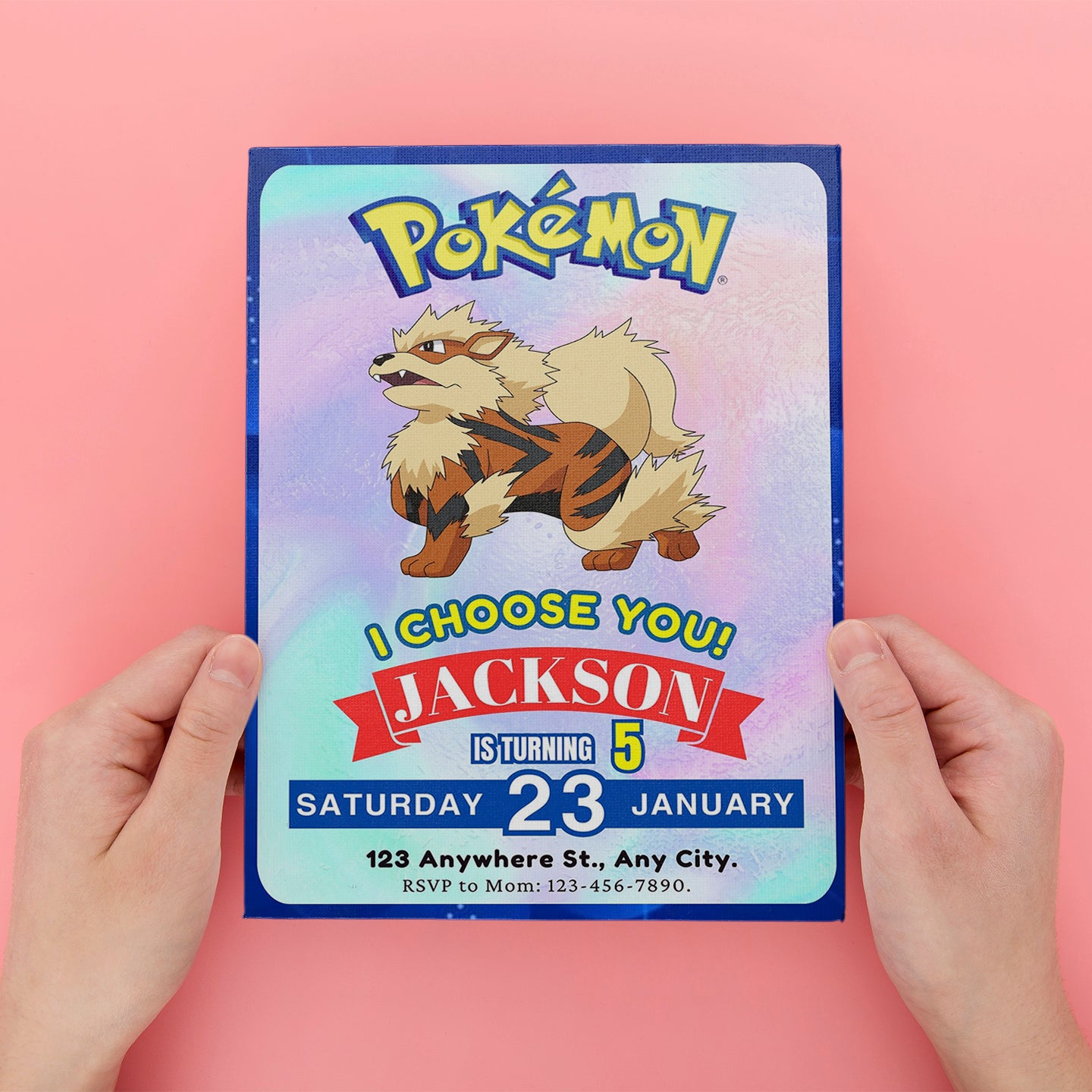 Arcanine Invitation Template | Pokemon Birthday Invite - CreativeRino