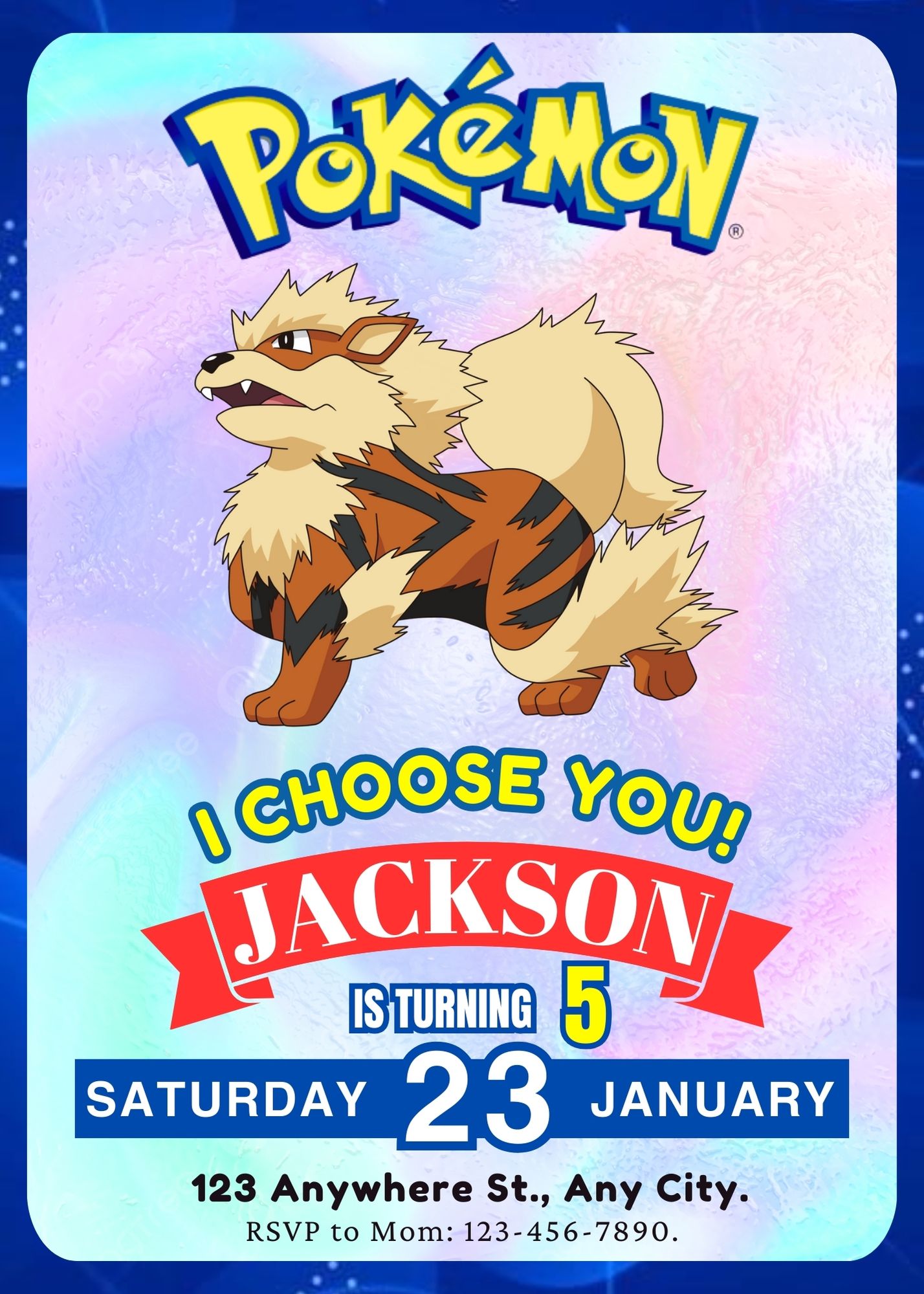 Arcanine Invitation Template | Pokemon Birthday Invite - CreativeRino