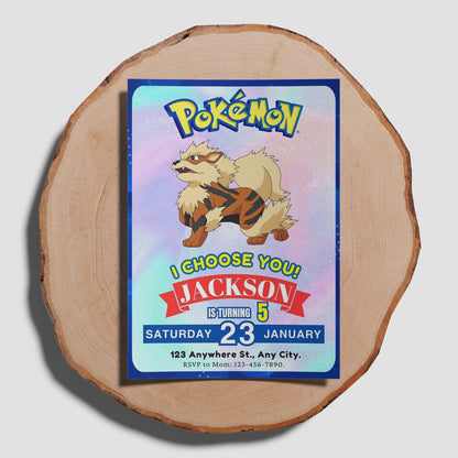 Arcanine Invitation Template | Pokemon Birthday Invite - CreativeRino