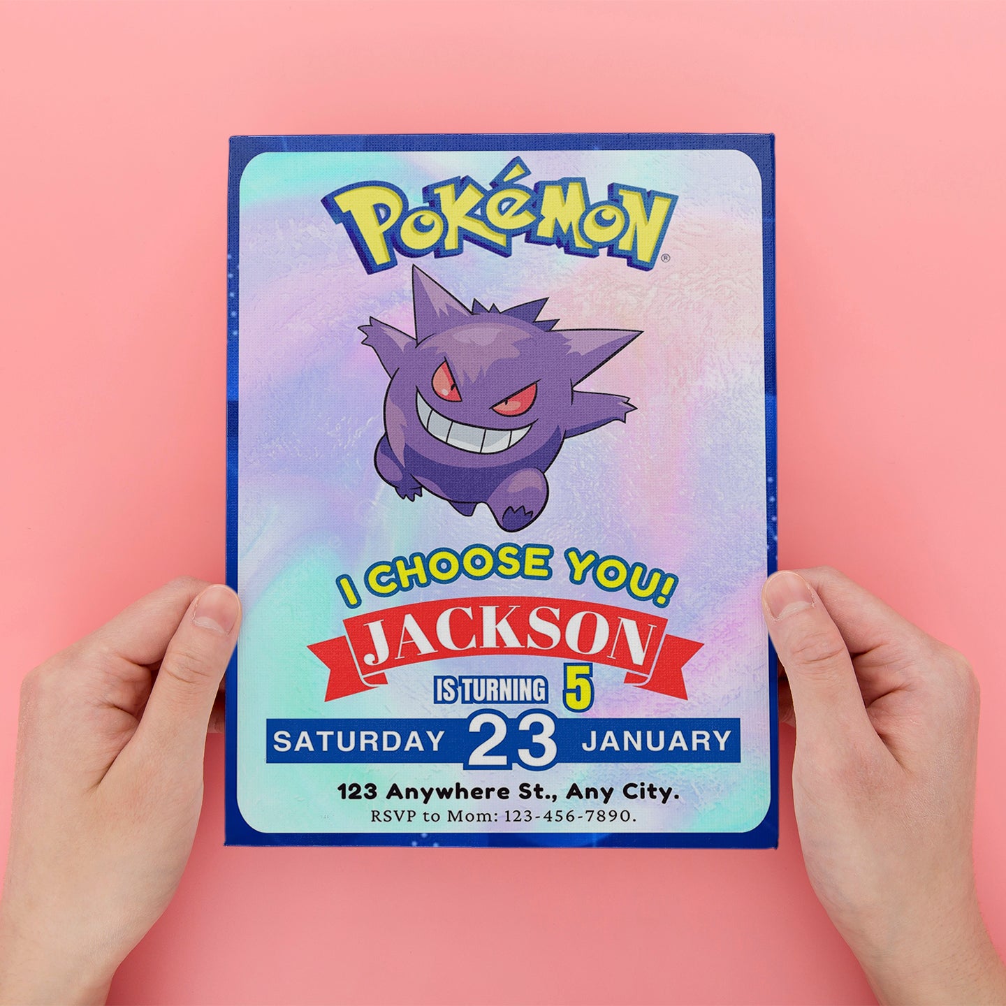 Gengar Invitation Template | Pokemon Birthday Invite - CreativeRino