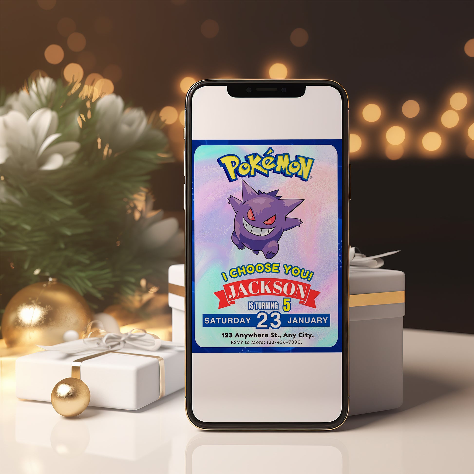 Gengar Invitation Template | Pokemon Birthday Invite - CreativeRino