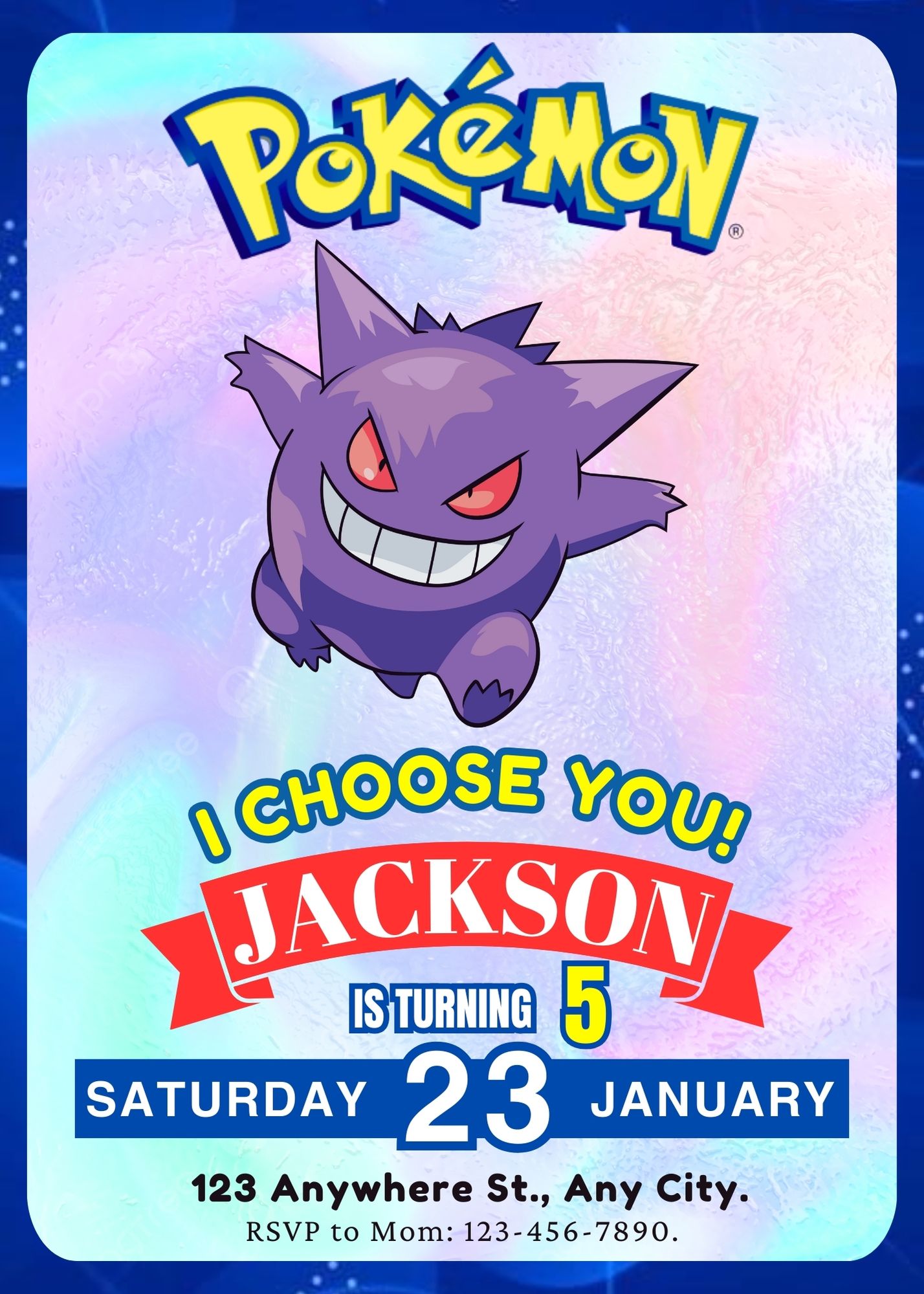 Gengar Invitation Template | Pokemon Birthday Invite - CreativeRino