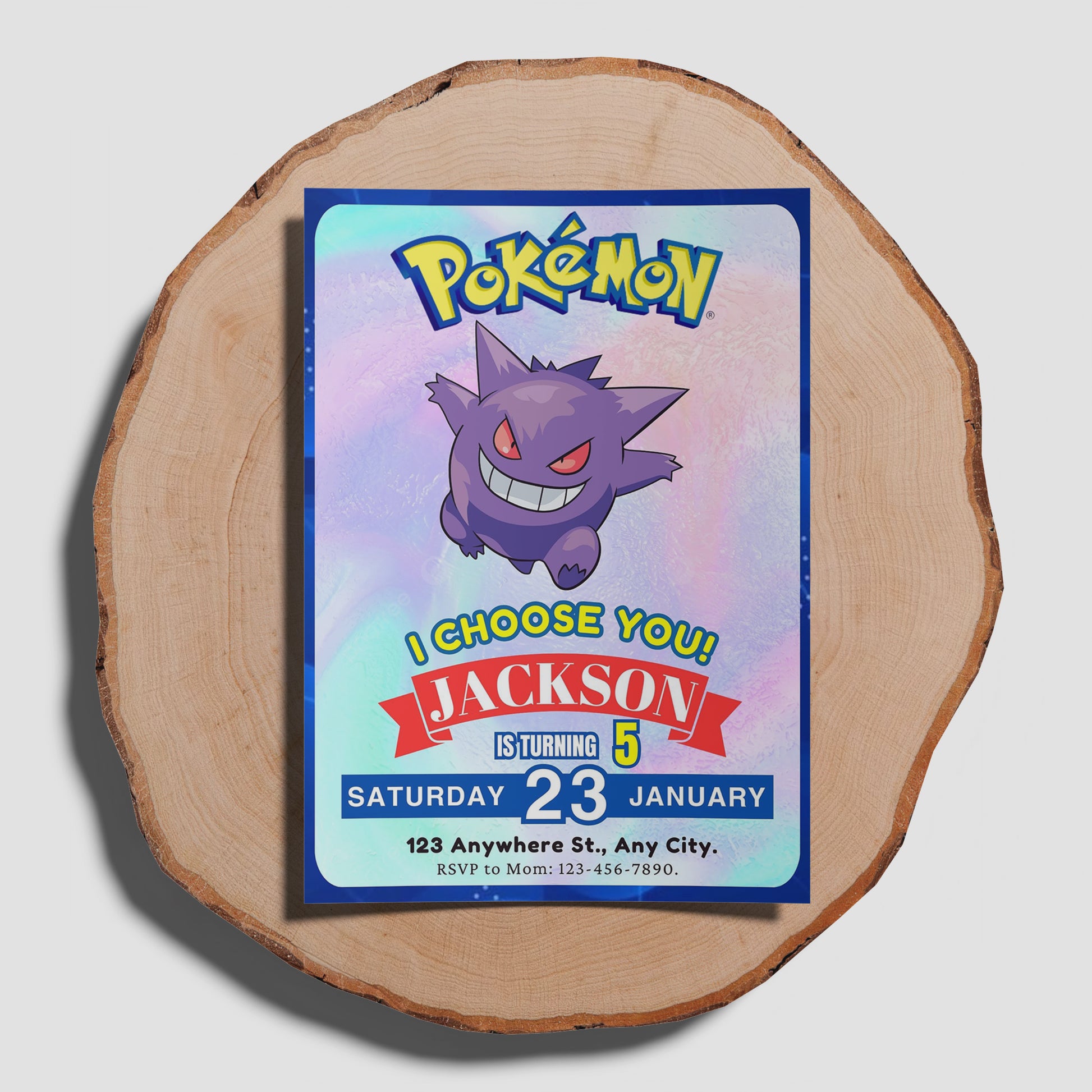 Gengar Invitation Template | Pokemon Birthday Invite - CreativeRino