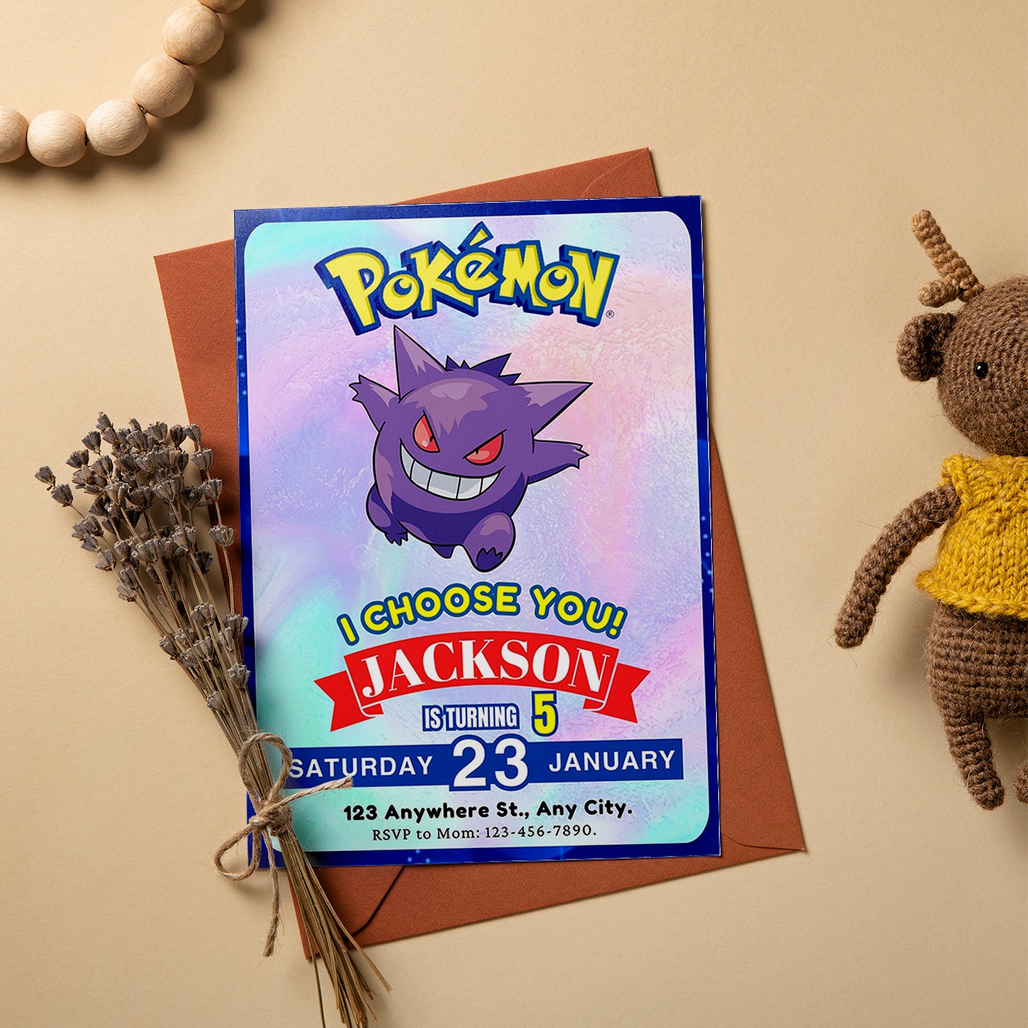 Gengar Invitation Template | Pokemon Birthday Invite - CreativeRino